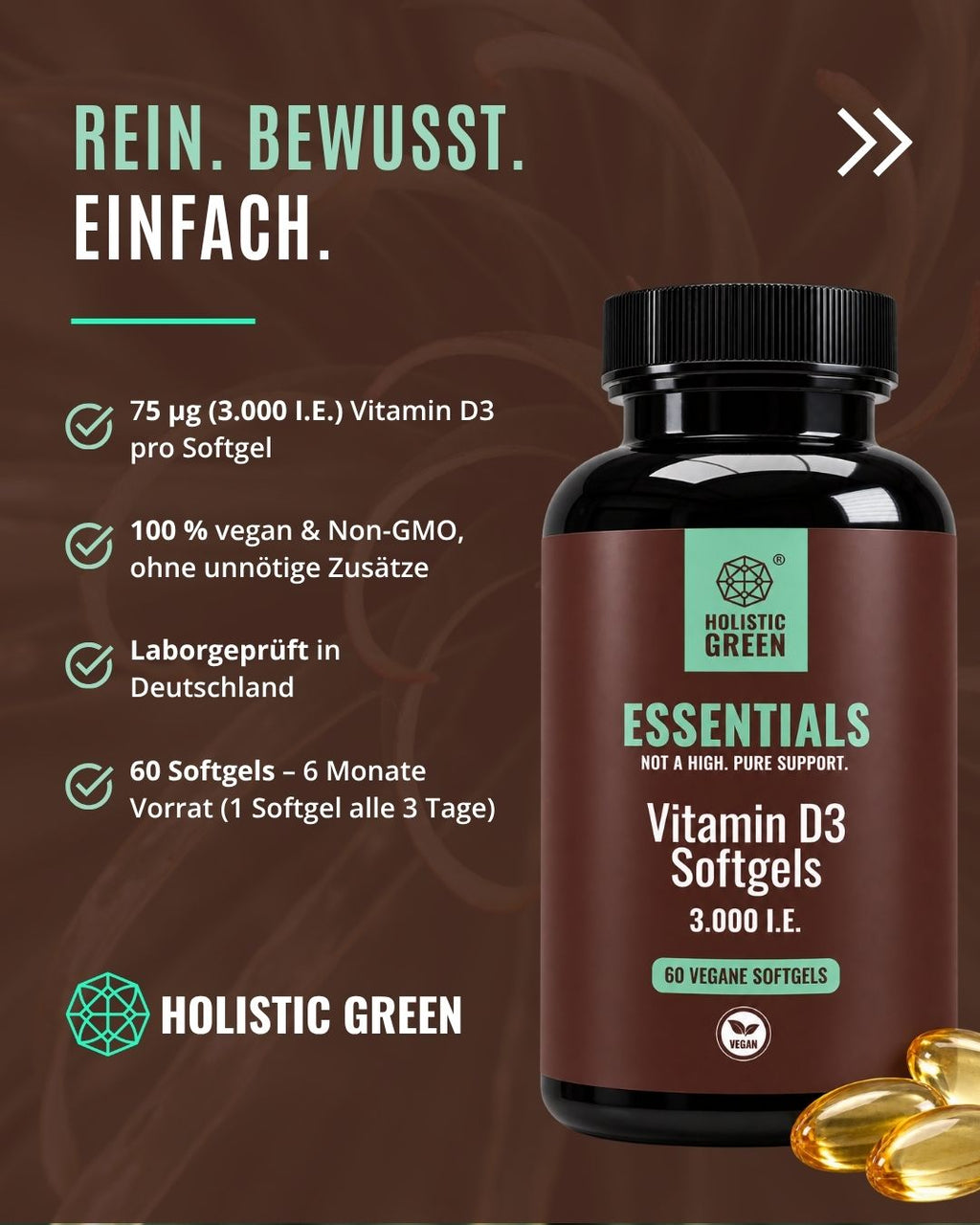 ESSENTIALS – Vitamin D3 vegane Softgels